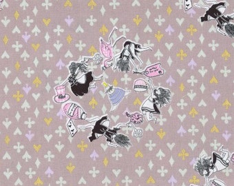 HALF YARD - Sas and Yosh - Down the Rabbit Hole on Stone - Alice, Rabbit, Wonderland - Kokka - Cotton Sheeting