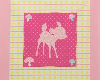 One PANEL Lecien - Deer and Bunny PANEL in Yellow and Light Pink 40606-20 - Happy Rooming