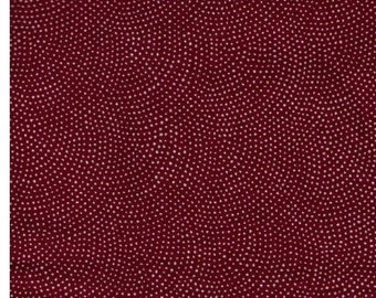HALF YARD Same Komon (Shark Skin)  on Dark RED - Random Wave Dots - 88220-81 Traditional Geometric Japanese Design - Sea Wave Fans