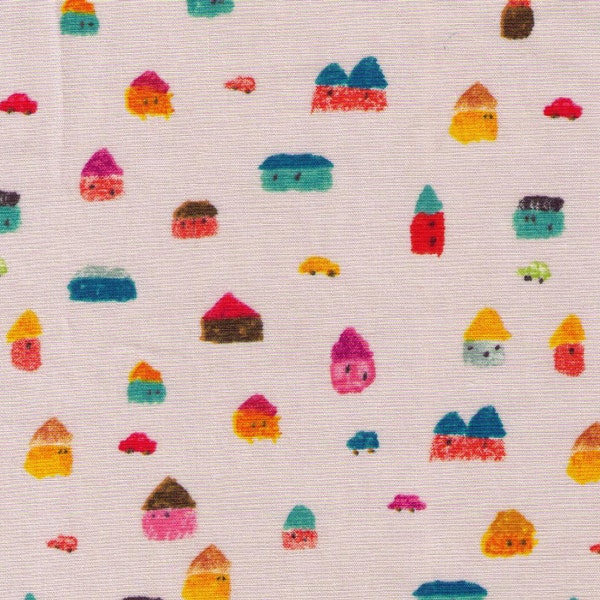 HALF YARD Kiyohara - Colored Crayon Village by Yusuke Yonezu - Japanese Import Fabric