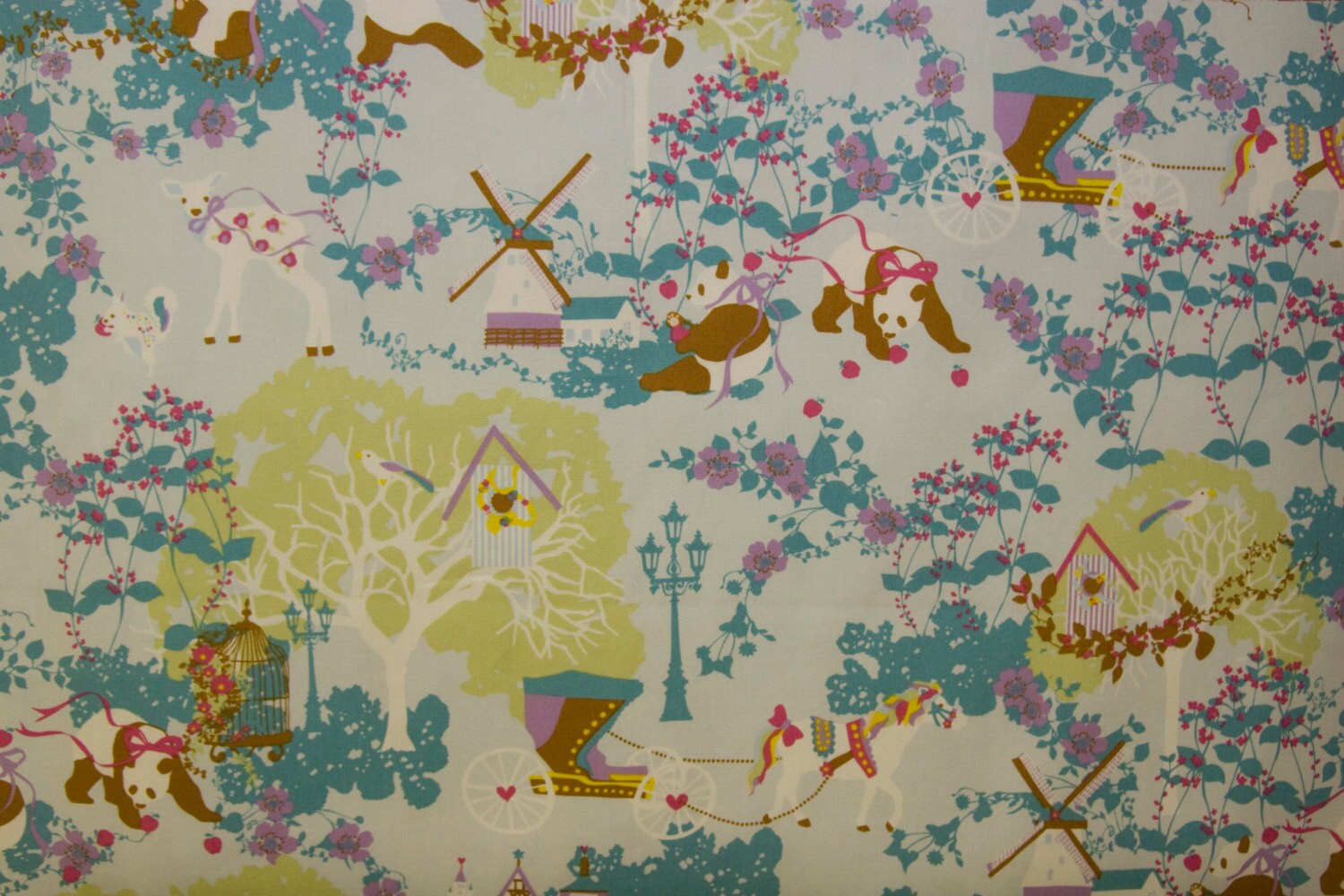Half Yard Kayo Horaguchi Panda Fairytale Land Blue Kiyohara Imported Japanese Fabric Half Yard Kayo Horaguchi Panda Fairytale Land Blue Kiyohara Imported Japanese Fabric