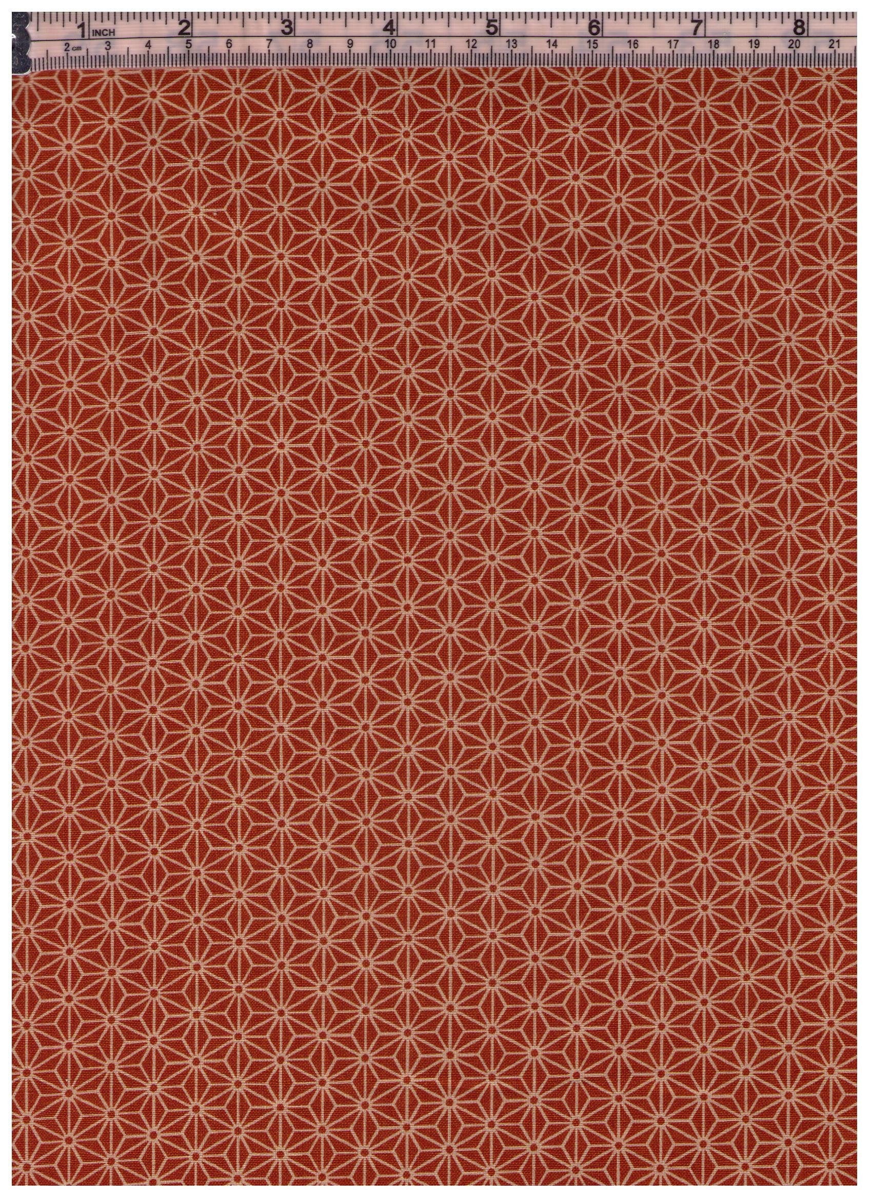 Traditional Geometric Diamond Japanese Design Hemp Plant Design HALF YARD Asanoha on Ochre 88222-212