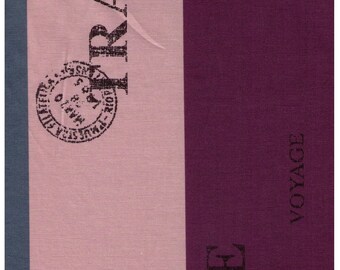 FAT QUARTER Yuwa - Flag Stripe Purple, Teal, and Beige - Suzuko Koseki 826314-D - Japanese - Merci, Bonjour, Cafe, Europe, Postage Stamp