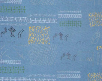 HALF YARD Yuwa - Small Motifs on Blue - Yoshiko Jinzenji - Low Volume Print - Japanese Import Fabric JZ312677-C