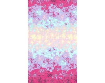 FAT QUARTER Lecien - Island Style Kathy Mom 20105-110 - Purple/Pink/Aqua/Yellow Floral w Iridescent sparkle  - Gardenia - Japanese Import