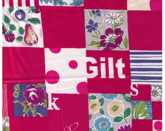HALF YARD Yuwa - PINK Mixed Cheater Print with Text  - Suzuko Koseki - Paris Bonjour France Pattern Daisy Flowers SZ826150-C Japanese Import