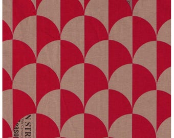 FAT QUARTER Yuwa - Scallop in Tan/Red - Suzuko Koseki 826271-B - Clamshell, Scale, Wave Pattern - Japanese Import Fabric