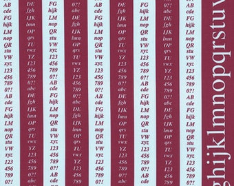 ONE PANEL - First of Infinity Collection - Light Blue and Maroon Alphabet Columns - Numbers, Letters, Text - Lecien - Japanese Imported