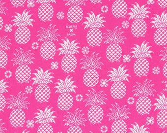 FAT QUARTER Lecien - Island Style Kathy Mom 2018  Pineapples on Pink 20110-21 - Gardenia, Hawaii - Japanese Import