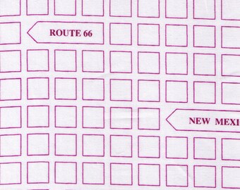 HALF YARD - Purple City Road Signs Arrows on White - Geometric - Lecien First of Infinity Route 66 Collection - Japanese Import