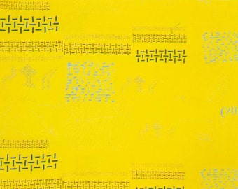 HALF YARD Yuwa - Small Motifs on Yellow  - Yoshiko Jinzenji - Low Volume Print - Japanese Import Fabric JZ312677-D