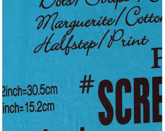 HALF YARD Yuwa - Type Face Sampler Black Text on Aqua - Suzuko Koseki SZ826433 E- Japanese Import - Print
