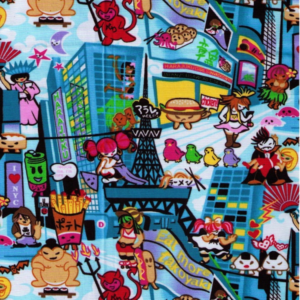 HALF YARD - Anime Harajuku City Blue - Maid Cafe, Vampire, Onigiri, Takoyaki, Sumo Wrestler, Devil - Manga Tomodachi
