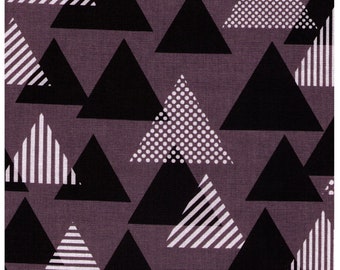 HALF YARD Lecien Geometric Collection - Triangles in BLACK - 41107-90 - Cotton Linen Blend Canvas - Japanese