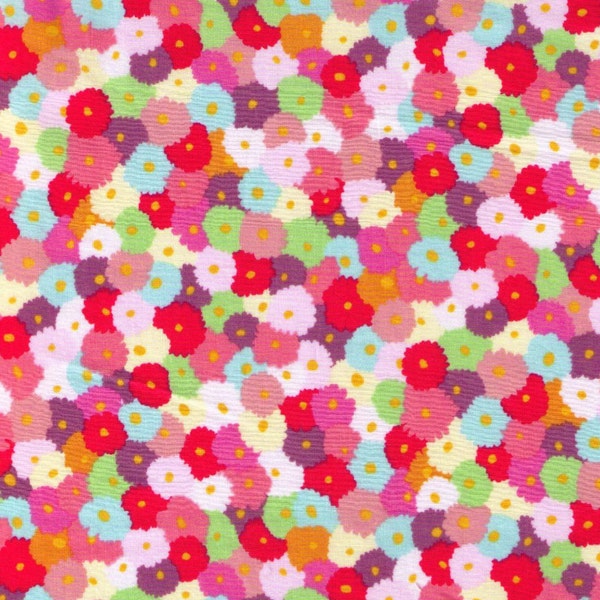 Sale (30) HALF YARD -  Bright Watercolor Flowers - Pink, Red, Blue, Plum Purple and White - LAWN 35509-2B - Cosmo Textile Japanese Import