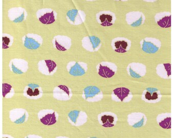 FAT QUARTER Yuwa - Mochi with Red Bean Paste and Sakura Leaves on MINT Green Background - Traditional Sweet Dessert - Japanese Import