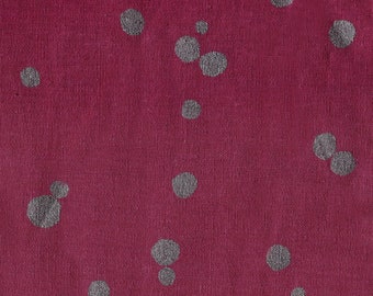HALF YARD Kokka Echino Nico - Silver Metallic Dots on Fuchsia Pink -97050-52A- Cotton Linen