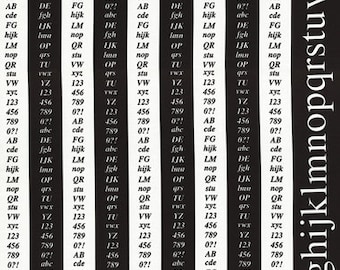 ONE PANEL - First of Infinity Collection 31050-100 - Black and White Alphabet Columns - Numbers, Letters, Text - Lecien - Japan