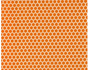 ONE YARD Precut - Yuwa Fabric - Kei Geostyle Hexacomb Orange Tangerine - Honeycombs Polka Dots by Kei - Japanese Import Fabric