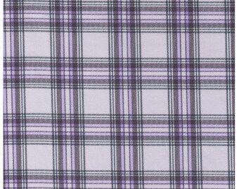 HALF YARD Cosmo Textile - Vanilla Pop Plaid in GREY - Ap81407-E - Cotton Twill - Japanese Import - Grey, Purple, Black, Mint