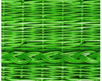 FAT QUARTER - Photo Realistic Green Basket Weave with Braid, Oxford Cotton - Cosmo Textiles, Japanese Import