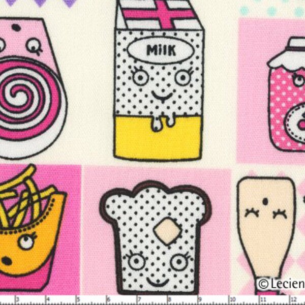 HALF YARD - Kawaii Lunch Cheater Cloth 40301-20  - Lunchbox, Fries, Mayo, Shake - Pop N Kids Collection - Lecien - Japanese Fabric
