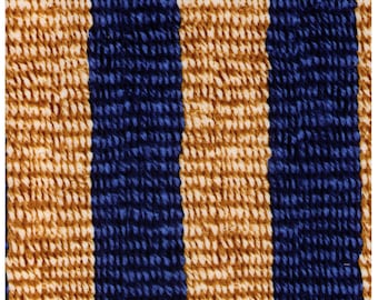 HALF YARD - Photo Realistic Natural and Blue Striped Basket Weave, Oxford Cotton 42404-2 - Cosmo Textiles, Japanese Import