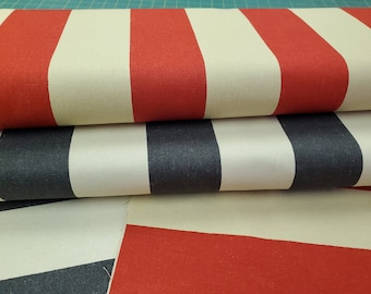 HALF YARD Yuwa - Suzuko Koseki - Red and Cream Stripes - 100 Cotton Heavy Canvas