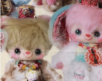 HALF YARD Kokka - Monster Lulu by Ayako Kishi - Lulu and Fantastic Animals - Dragon Horns Bear and Bunny- EGXA-9100-1A00 - Japan Import