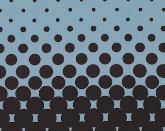 HALF YARD - First of Infinity Collection 31233-90 Stardust Circles -Black and Blue Grey - Geometric  Lecien Japanese