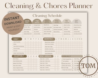 Cleaning Checklist | Cleaning Planner | Chore Chart | Cleaning Planner | House Chore List | PDF Template | Editable Tracker | Aesthetic