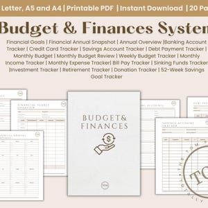 Paquete de presupuesto financiero imprimible / Registro de gastos / Lista de verificación de facturas / Seguimiento de ahorros / Presupuesto anual / Carta / A5 y 4 / PDF / Descarga instantánea