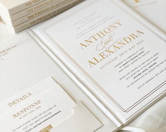 Samt Creme Luxus-Einladung | Falz Design mit Eleganter Prägung