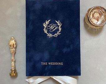 Navy Blaue Luxus Box Samt Einladung mit Acryl Karte