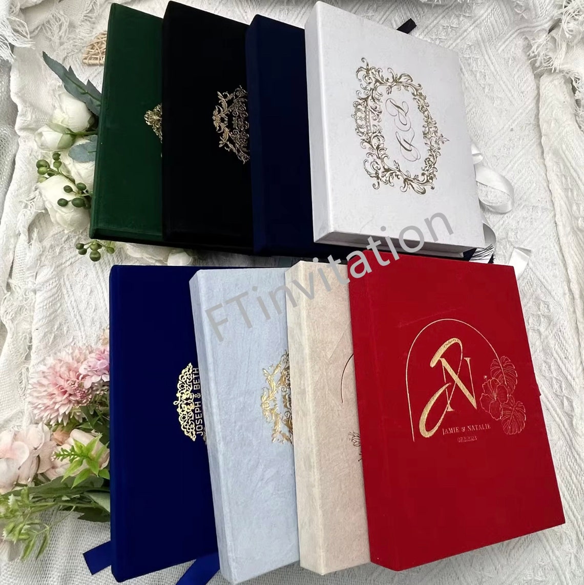 Dreamy White Velvet Luxury Box Invitation With Acrylic Card - Etsy