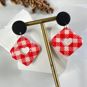 Red Patterned Earrings/Statement Earring/Earrings/For Gift Women/Handmade Earrings/Design Earring/Polymer Clay Earrings/Gifts For Him
