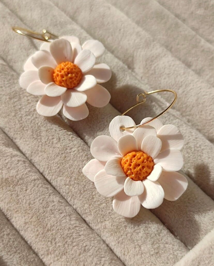 ■VINTAGE HOLLYWOOD■ Nature Daisy Earrings VH2435EA001M Polymer Clay Daisy Earrings Will Make You Feel in Nature