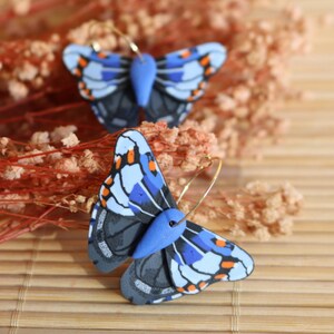 Blue Butterfly Earrings/ Statement Earring/Handmade Design Clay Earring/Blue Butterfly Hoop Earring/Polymer Clay Earrings/Gifts For Him