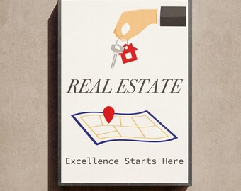 Real Estate Office Poster, Excellence Motivational Art (Digital Poster)