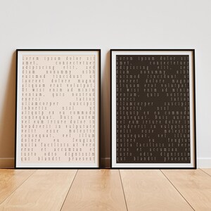 Klassisches minimalistisches Lorem Ipsum dekoratives Poster | Wohnkultur Kunst | Beige und Schwarz Harmonie | Digitales Poster Geschenk für jeden Anlass