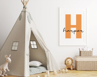 Custom Initial Name Print – Personalized Nursery Decor (Digital Download)