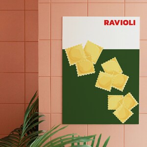 Italian Ravioli Pasta Digital Poster, Classic Minimalist Kitchen Wall ...