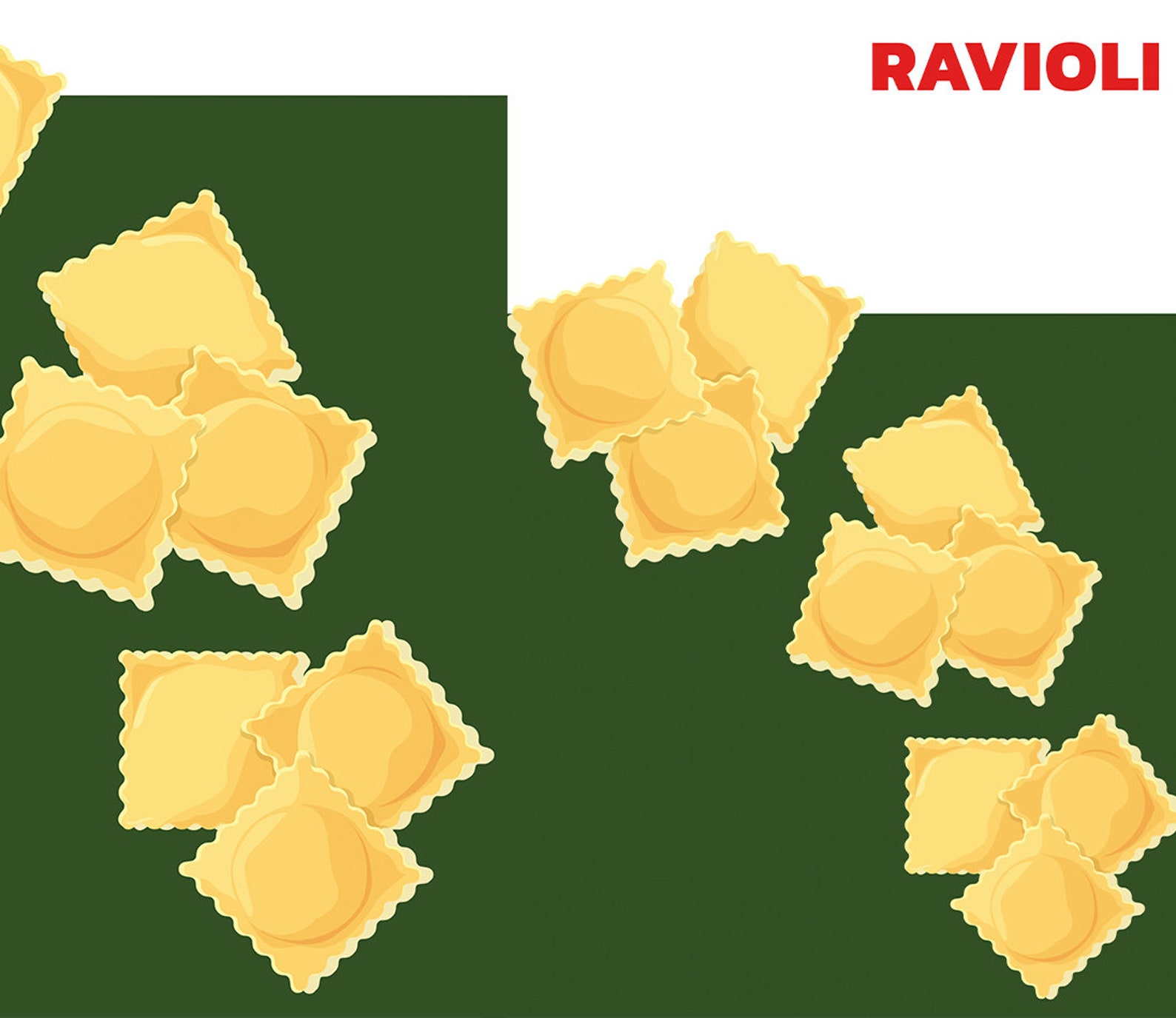 Italian Ravioli Pasta Digital Poster, Classic Minimalist Kitchen Wall ...