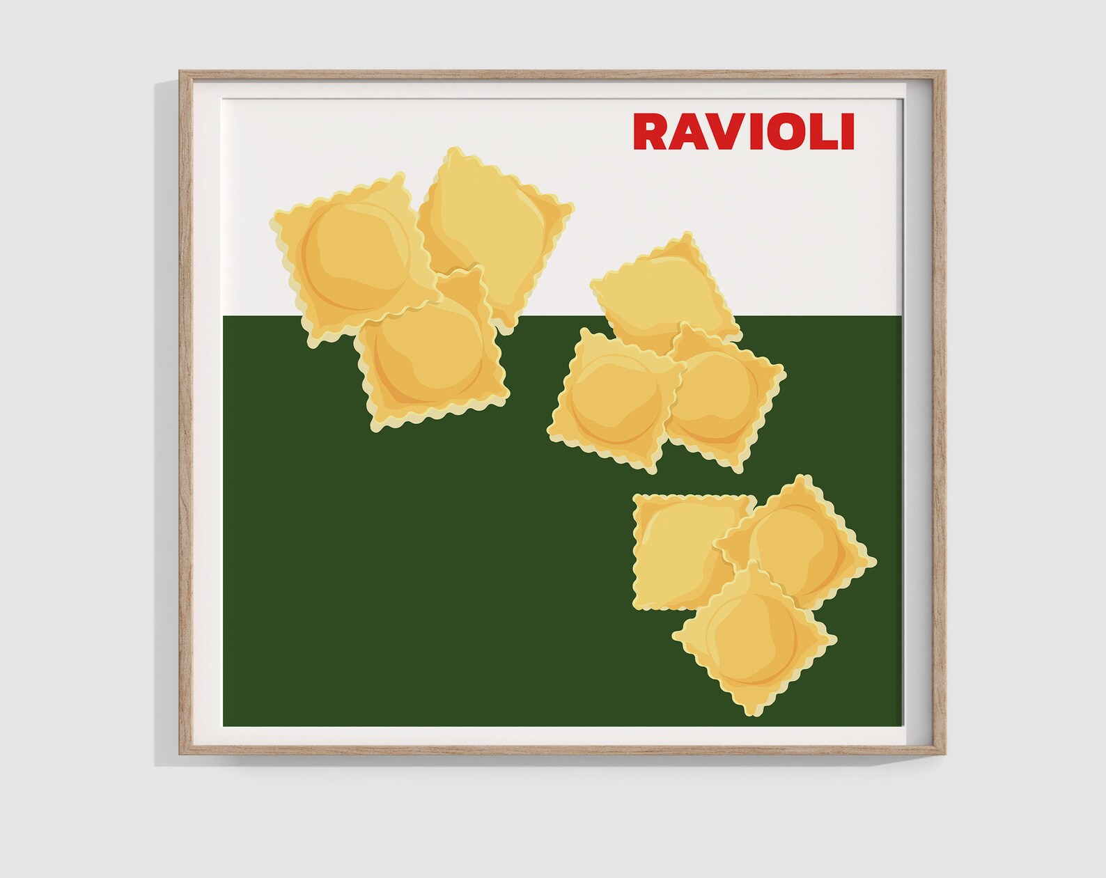 Italian Ravioli Pasta Digital Poster, Classic Minimalist Kitchen Wall ...
