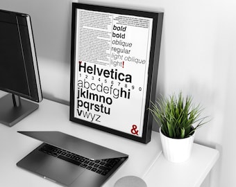 Helvetica Font Poster, Typographic Art Print (Digital Download)