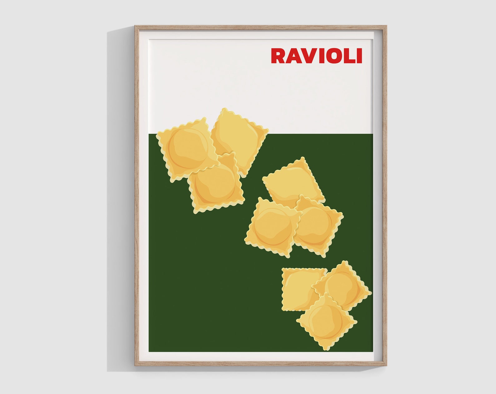 Italian Ravioli Pasta Digital Poster, Classic Minimalist Kitchen Wall ...
