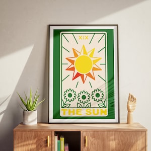Tarot Card The Sun Digital Poster - Placer sincero, sinceridad, entusiasmo impresión de arte, regalo para la decoración del hogar u oficina, regalo del día de San Valentín