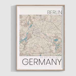 Berlin City Map Digital Poster, Minimalist Berlin Map Art, Office & Home Wall Decor, Map Poster, Home Gift Decor, Instant Download
