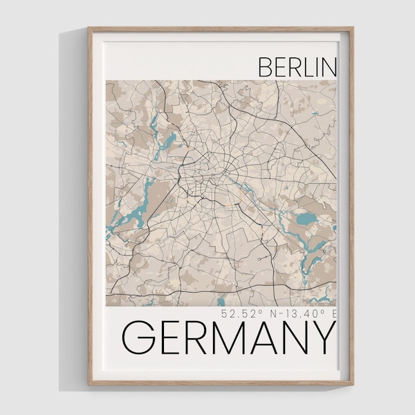 Berlin City Map Digital Poster, Minimalist Berlin Map Art, Office & Home Wall Decor, Map Poster, Home Gift Decor, Instant Download