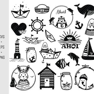 Bundle file plotter marinaro marittimo file plotter SVG timone di ancoraggio, faro DXF bundle mare francobolli digitali, bundle marinaro marittimo